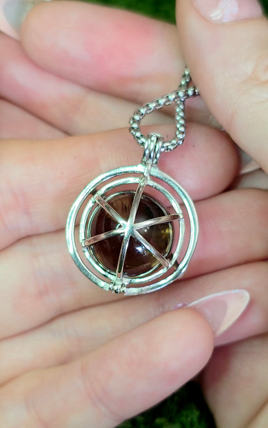 Smokey Quartz Mini Sphere Cage Pendant