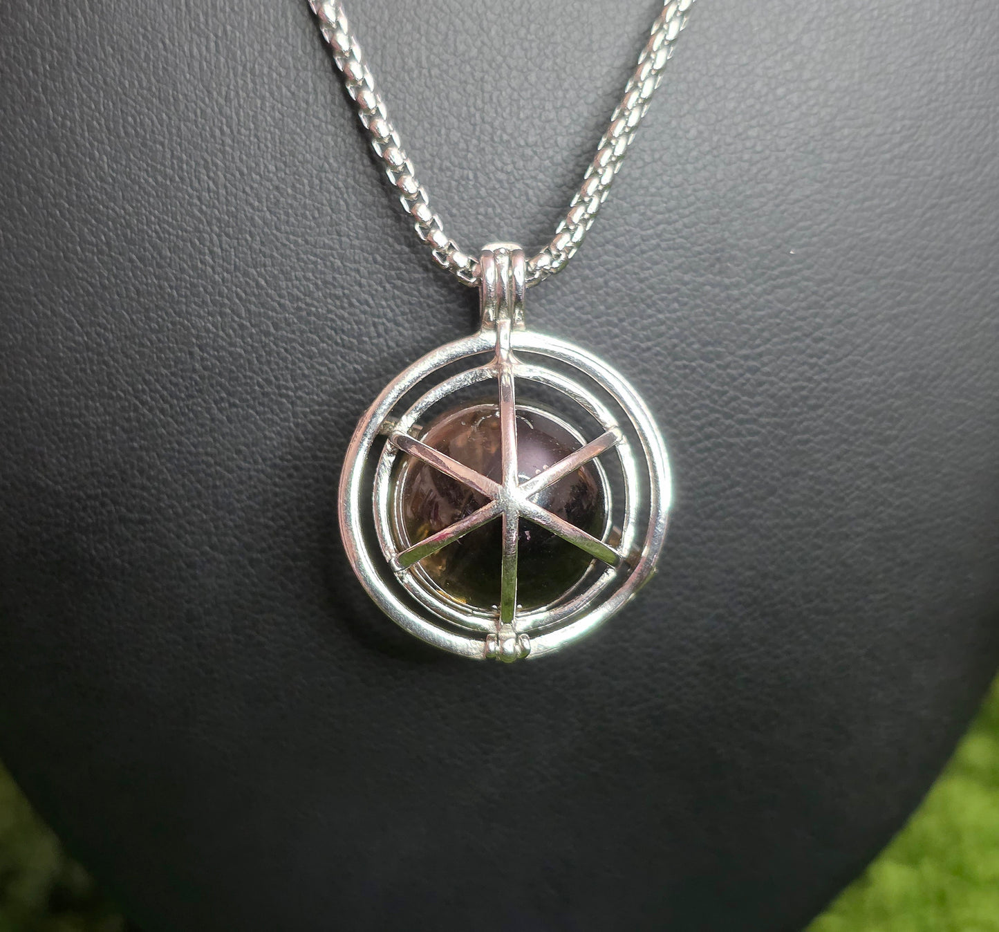 Smokey Quartz Mini Sphere Cage Pendant