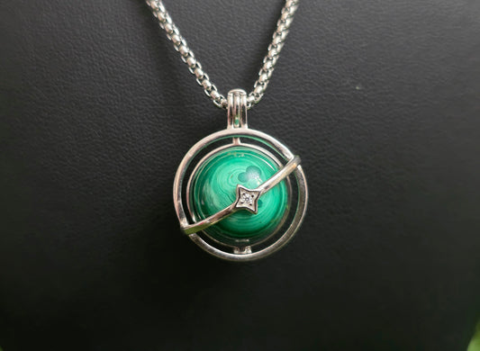 Malachite Mini Sphere Cage Pendant