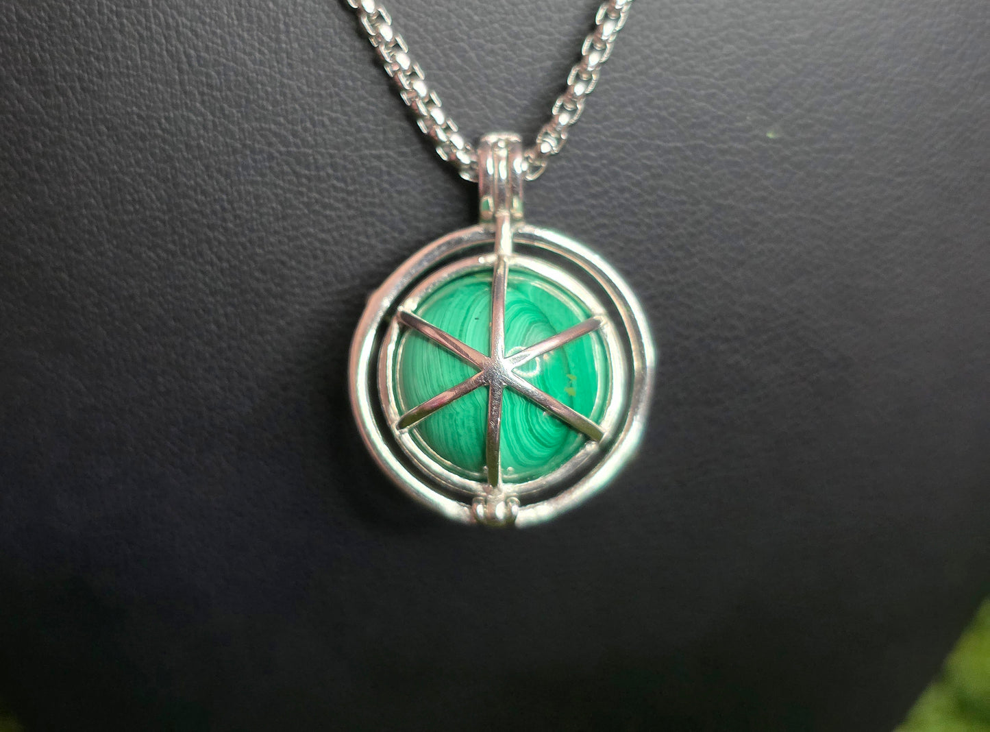 Malachite Mini Sphere Cage Pendant