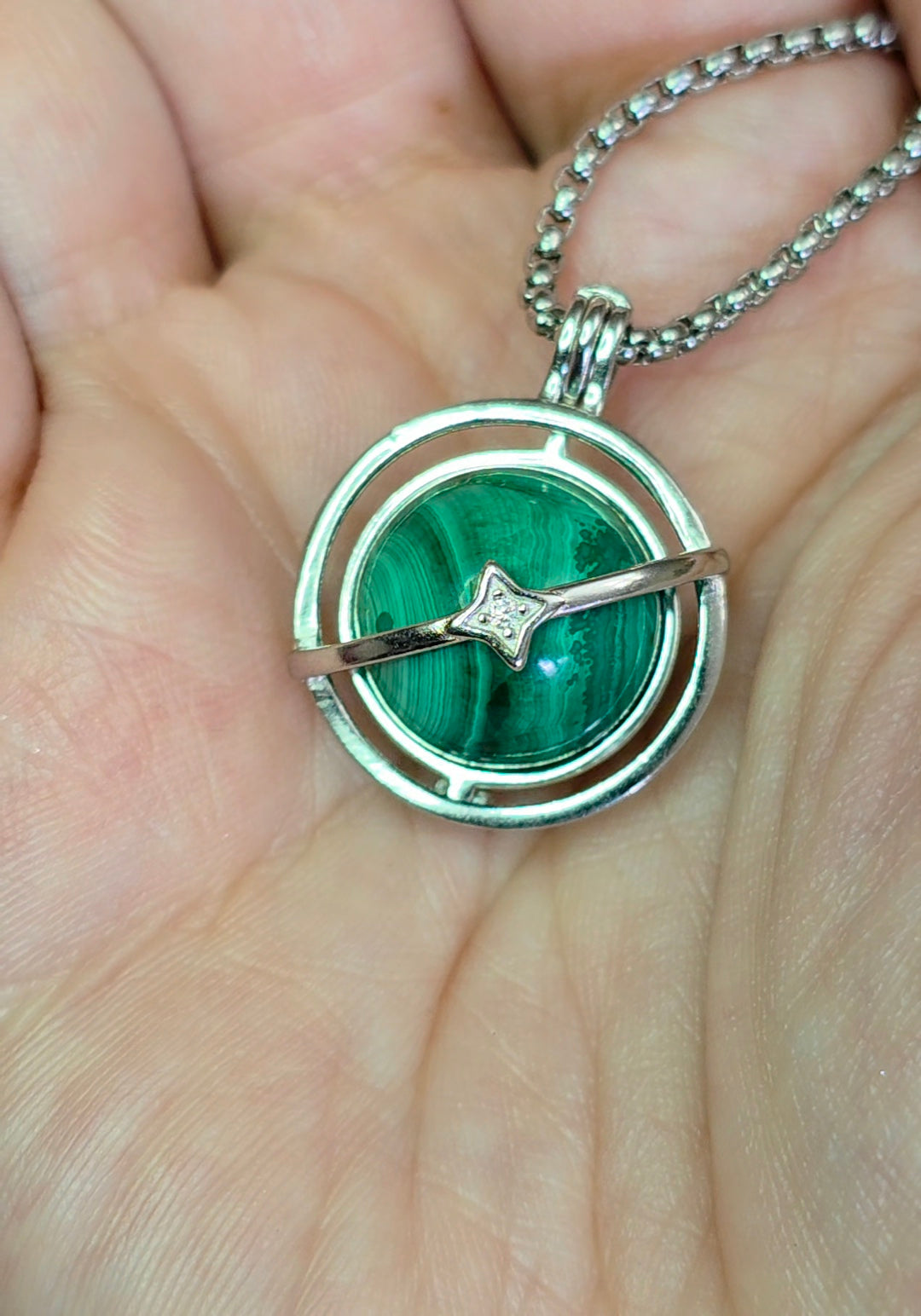 Malachite Mini Sphere Cage Pendant