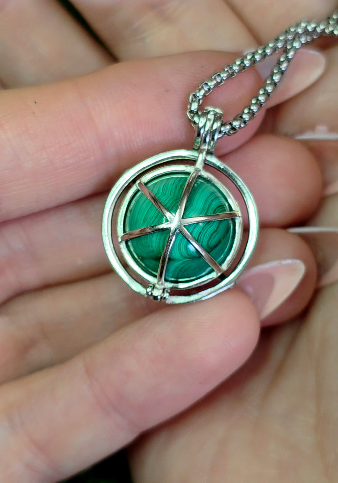 Malachite Mini Sphere Cage Pendant