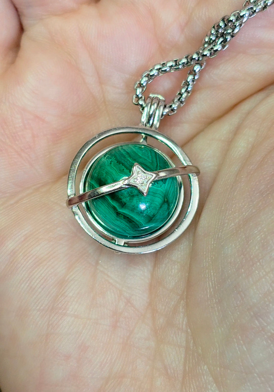 Malachite Mini Sphere Cage Pendant
