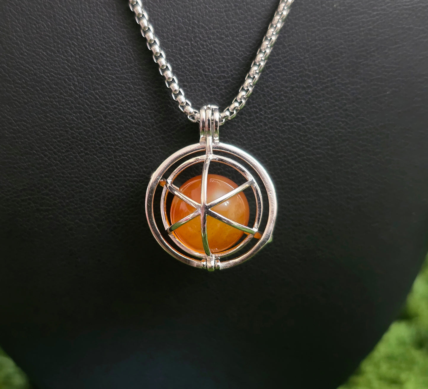 Carnelian Mini Sphere Cage Pendant