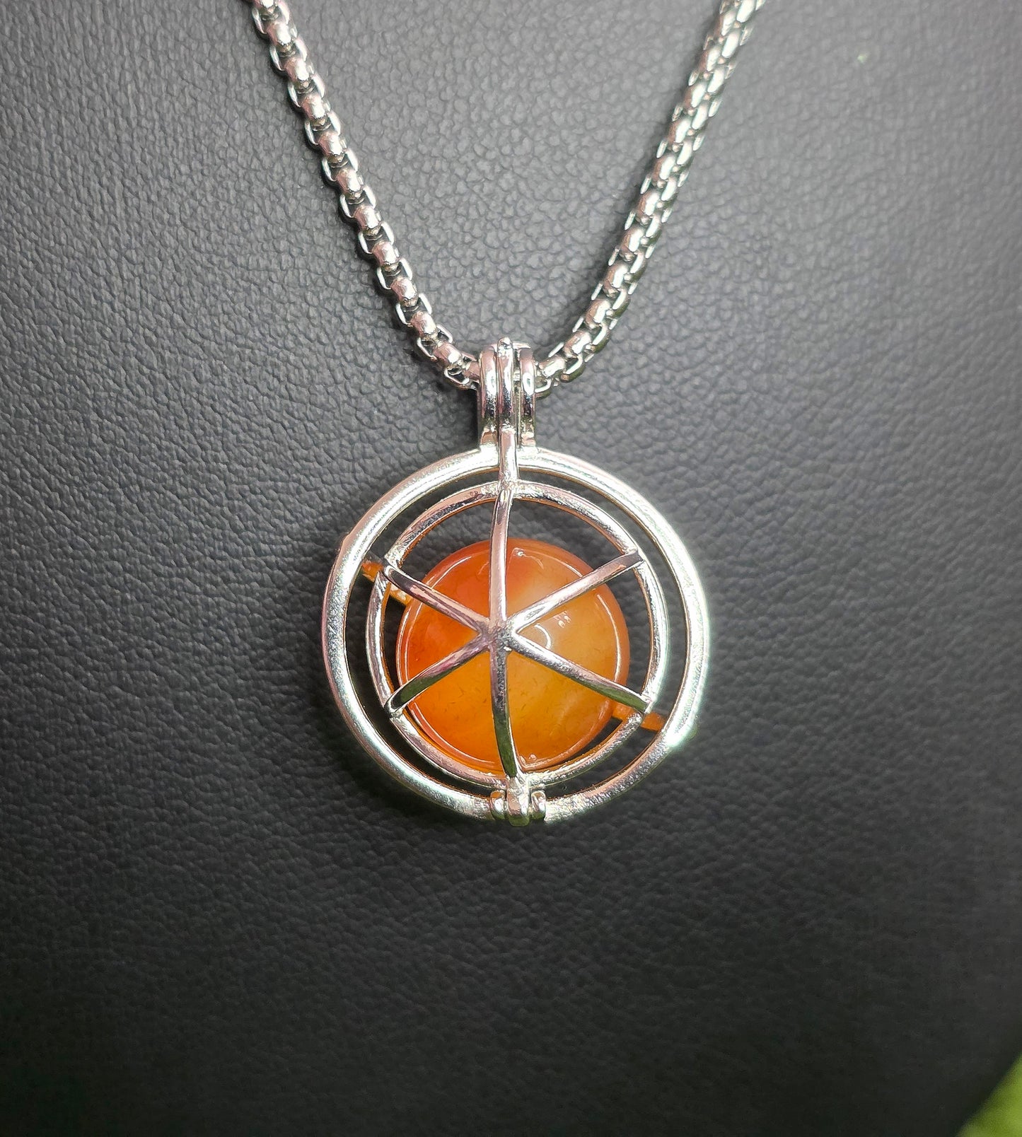 Carnelian Mini Sphere Cage Pendant