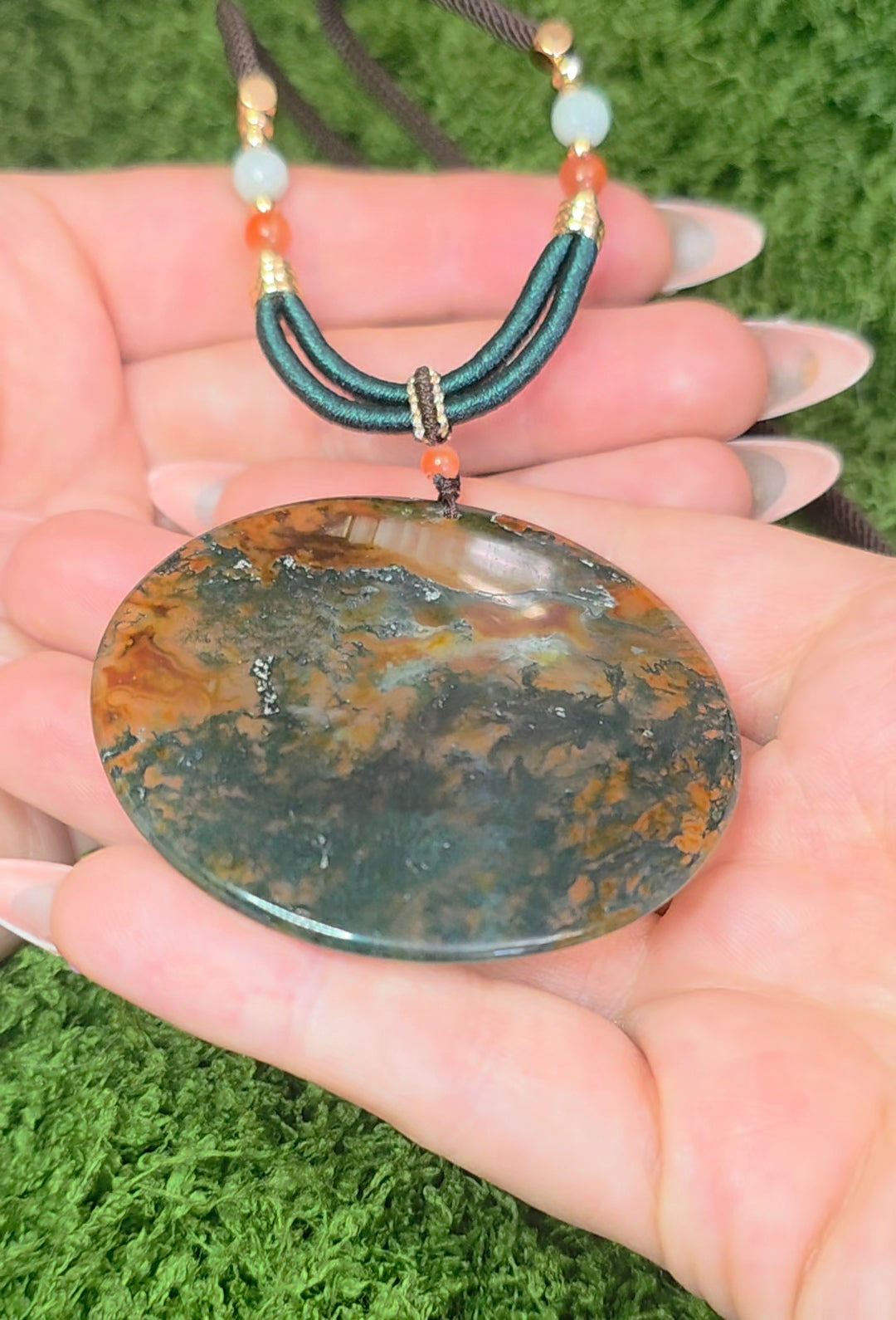 Red Moss Agate Disc Necklace B