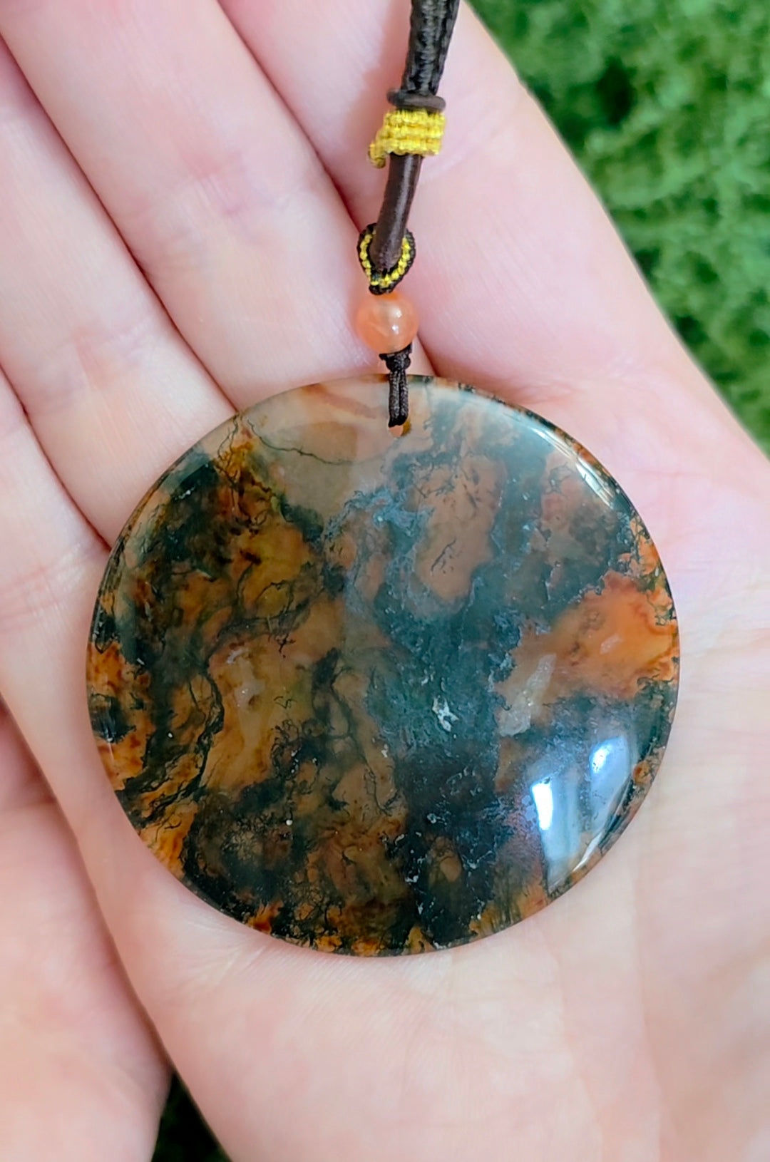 Red Moss Agate Disc Necklace D