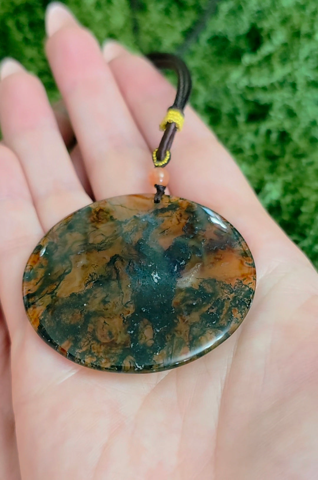Red Moss Agate Disc Necklace D