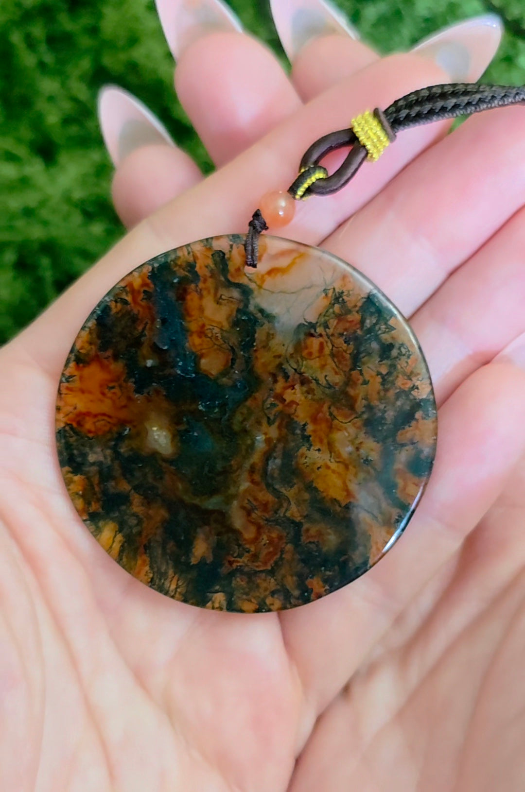 Red Moss Agate Disc Necklace D