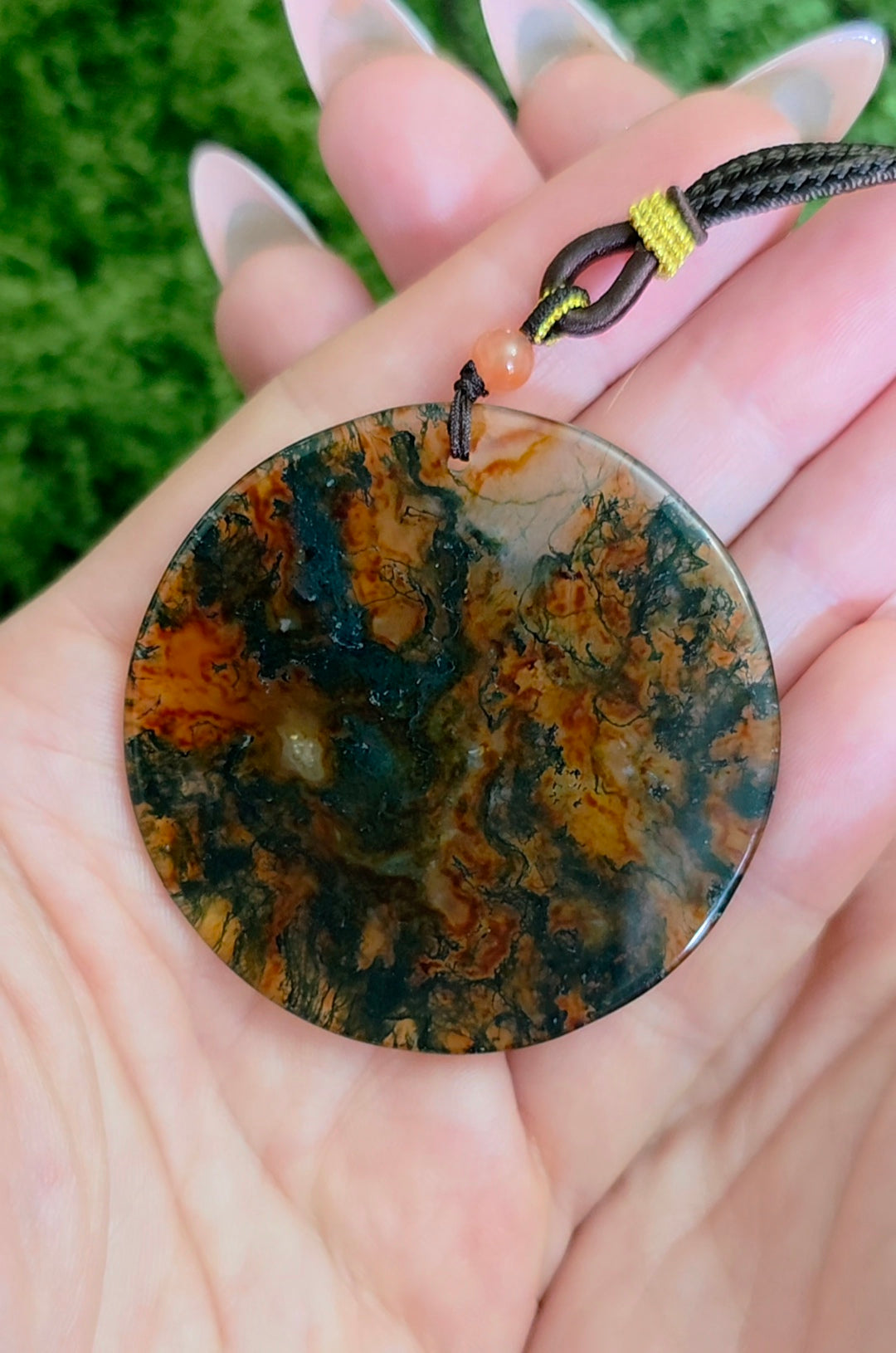 Red Moss Agate Disc Necklace D