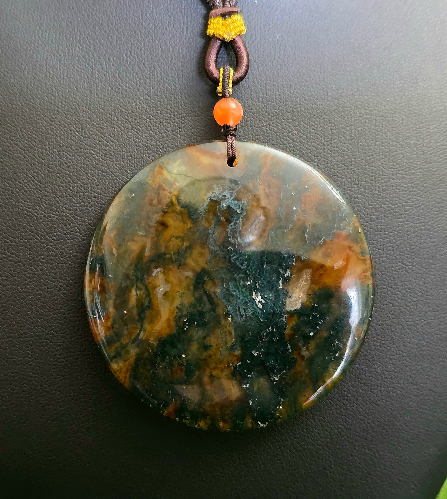 Red Moss Agate Disc Necklace D