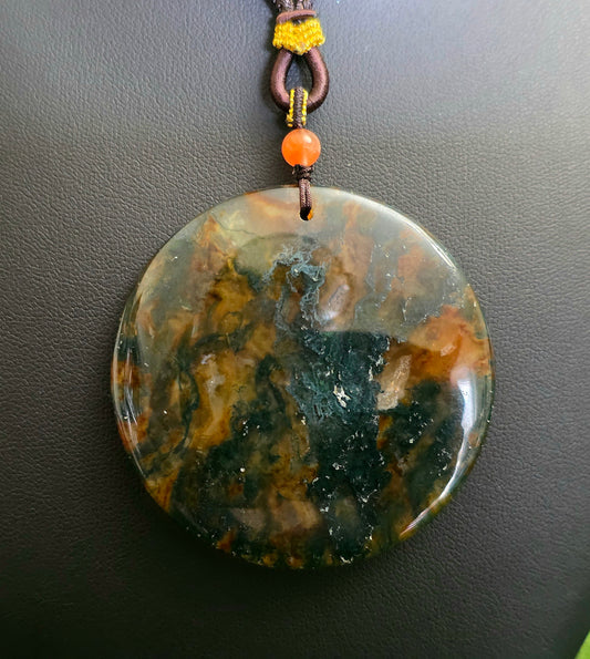 Red Moss Agate Disc Necklace D