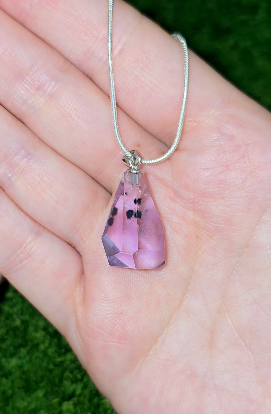 Hollandite in Amethyst Pendant