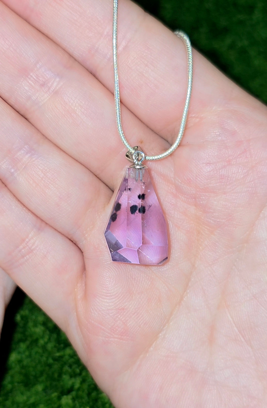 Hollandite in Amethyst Pendant