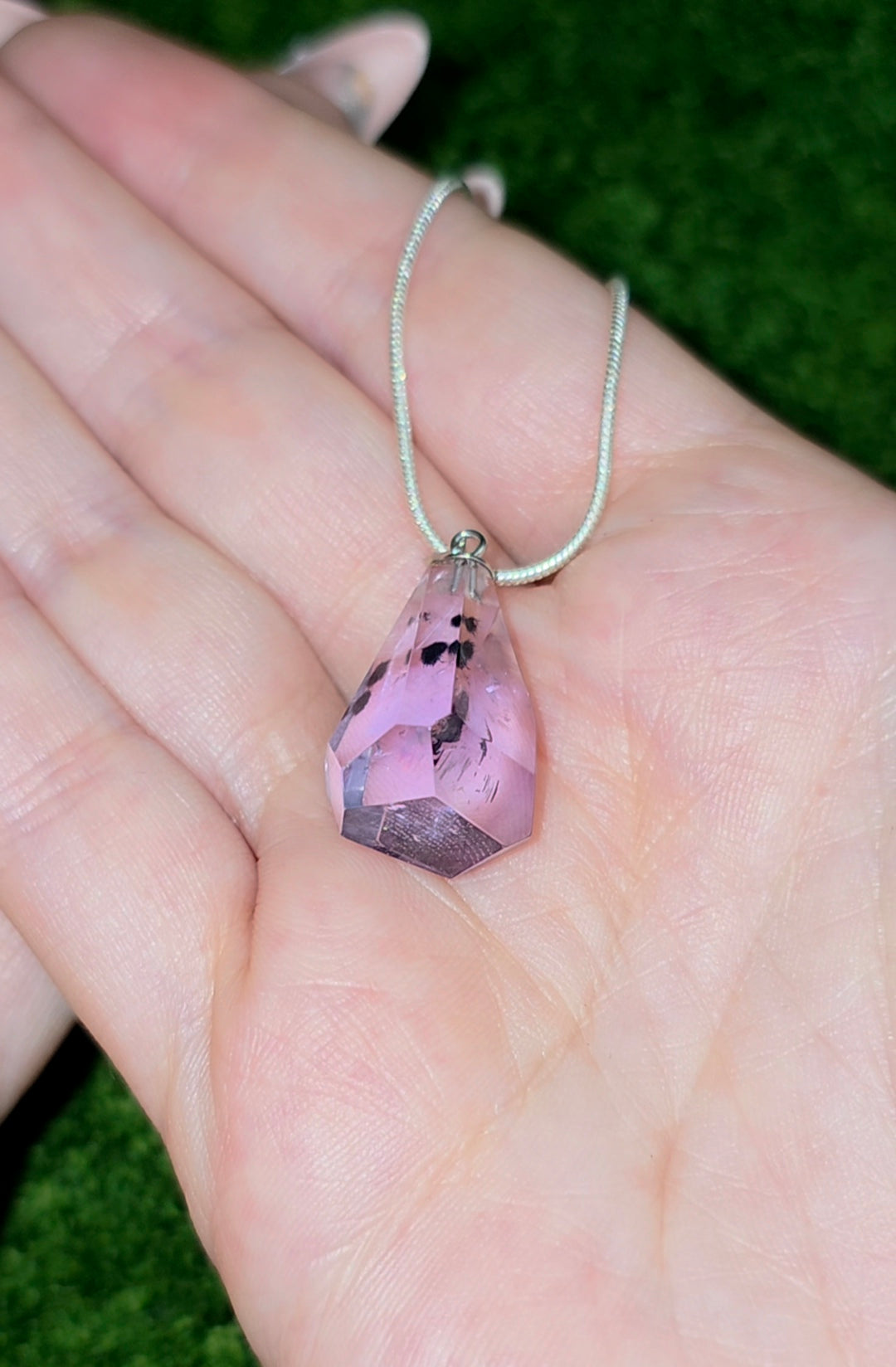 Hollandite in Amethyst Pendant