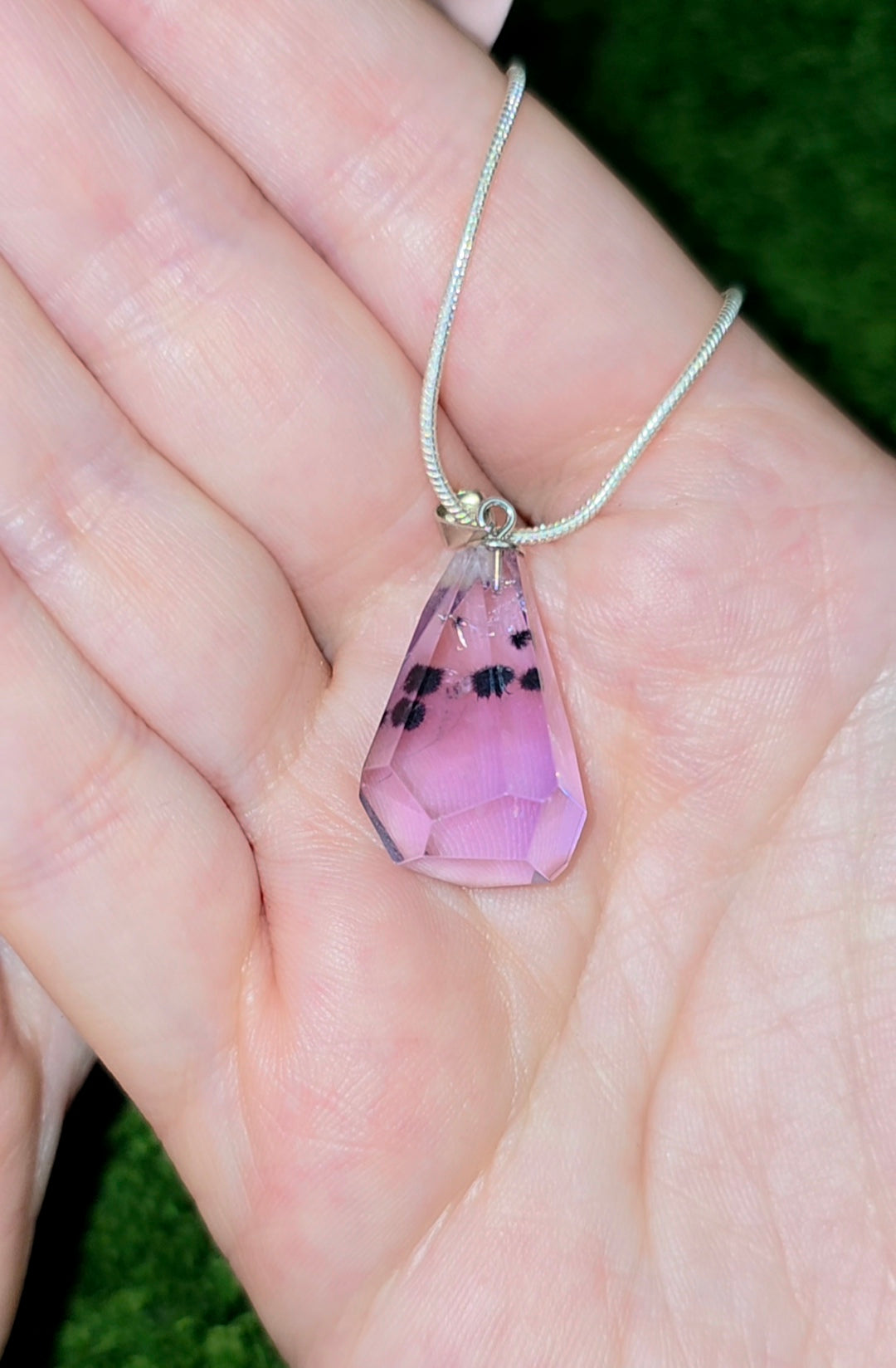 Hollandite in Amethyst Pendant