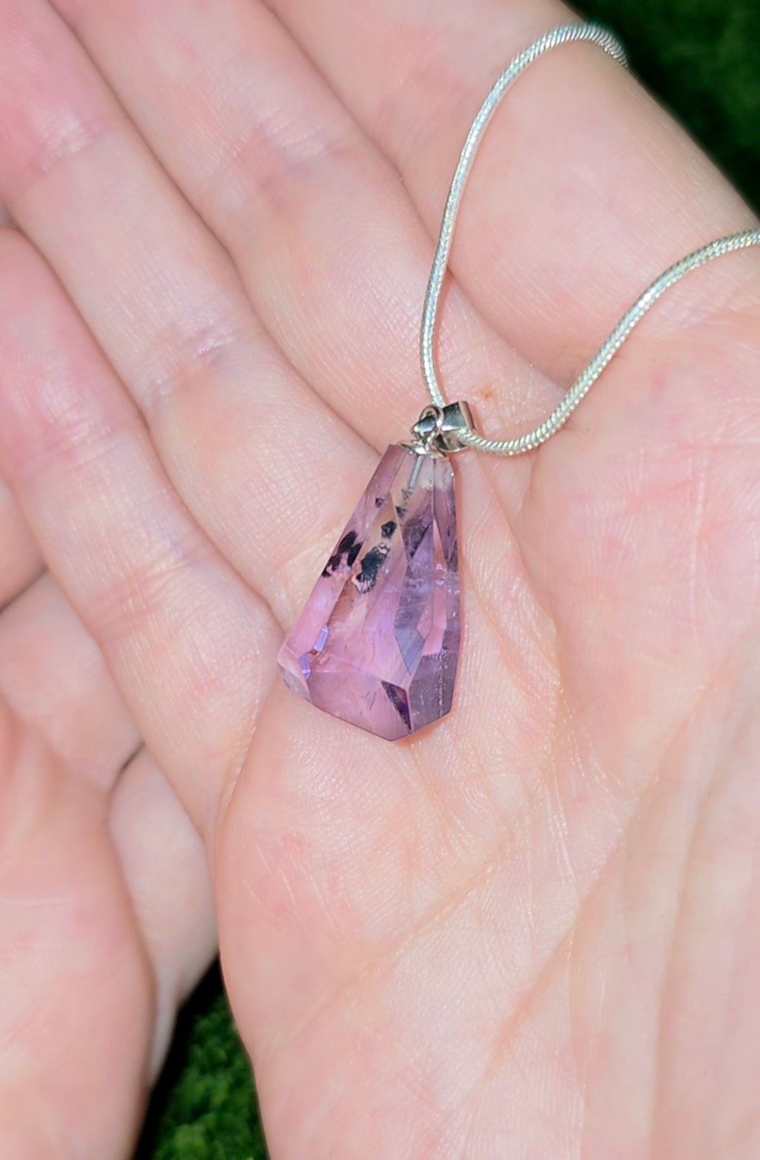 Hollandite in Amethyst Pendant