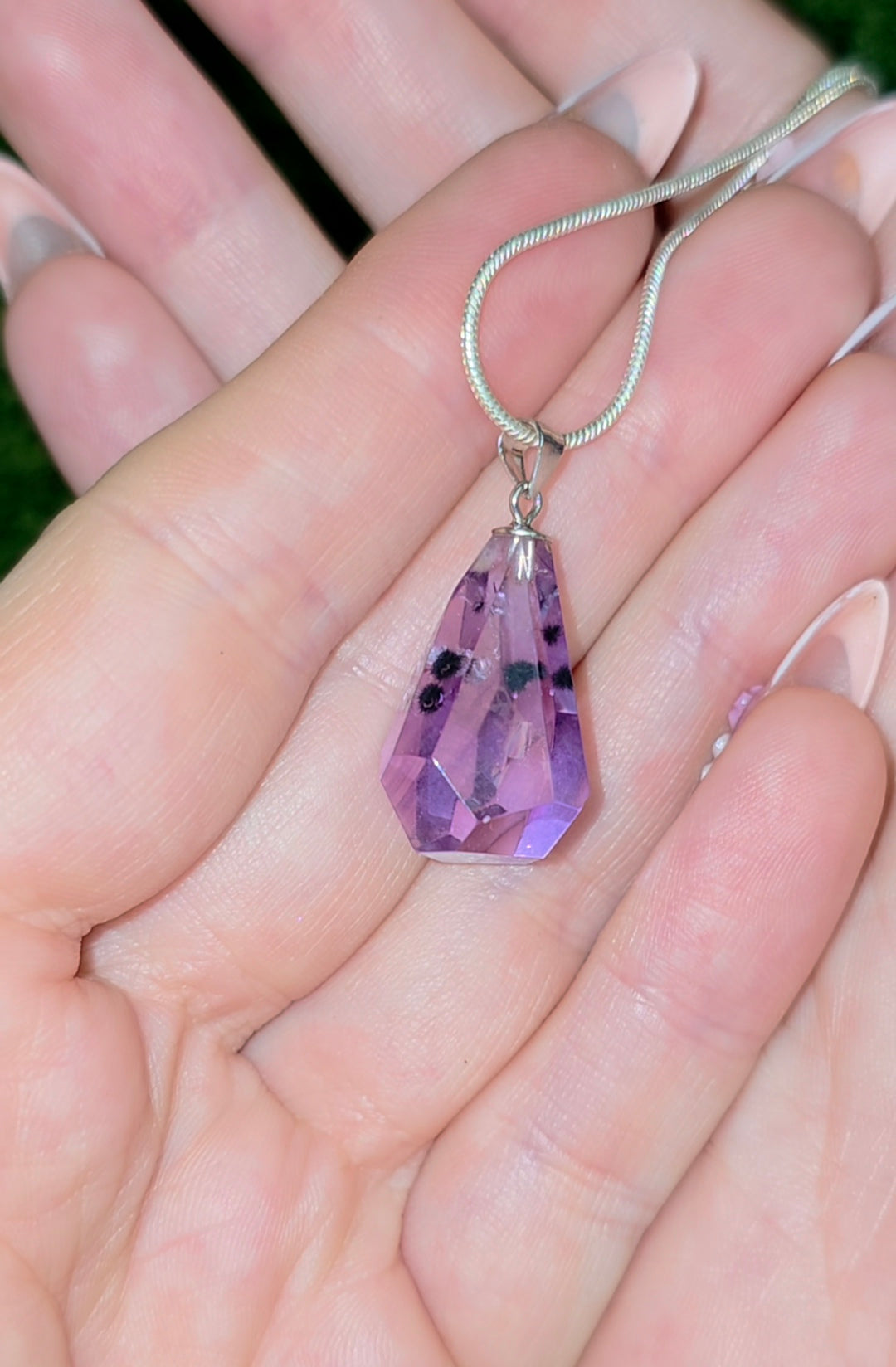 Hollandite in Amethyst Pendant