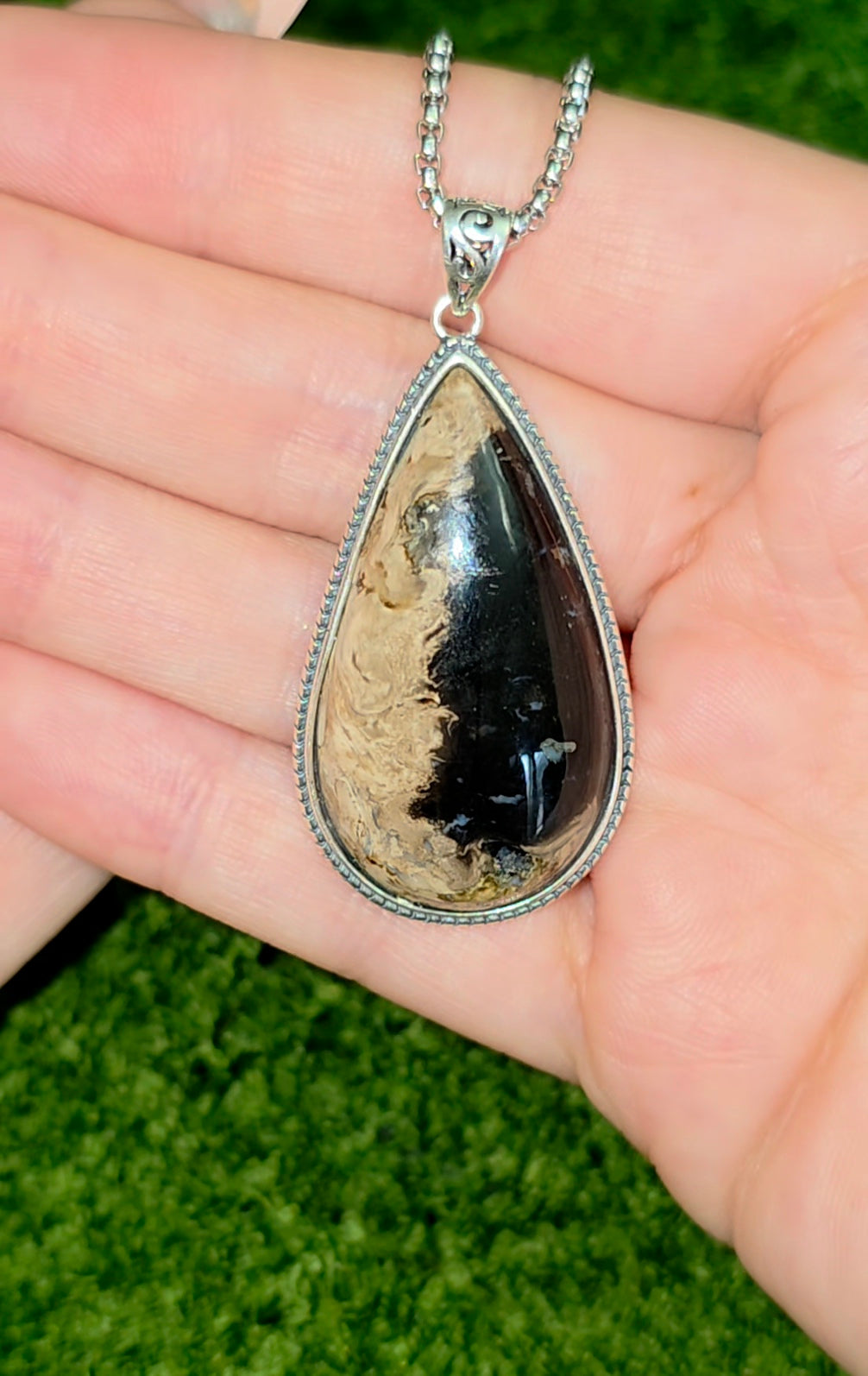 Fossilized Palm Root Teardrop Pendant A
