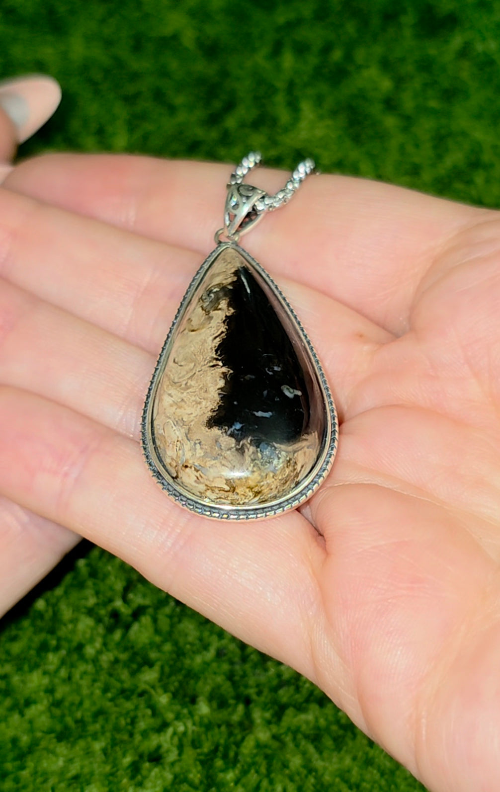 Fossilized Palm Root Teardrop Pendant A