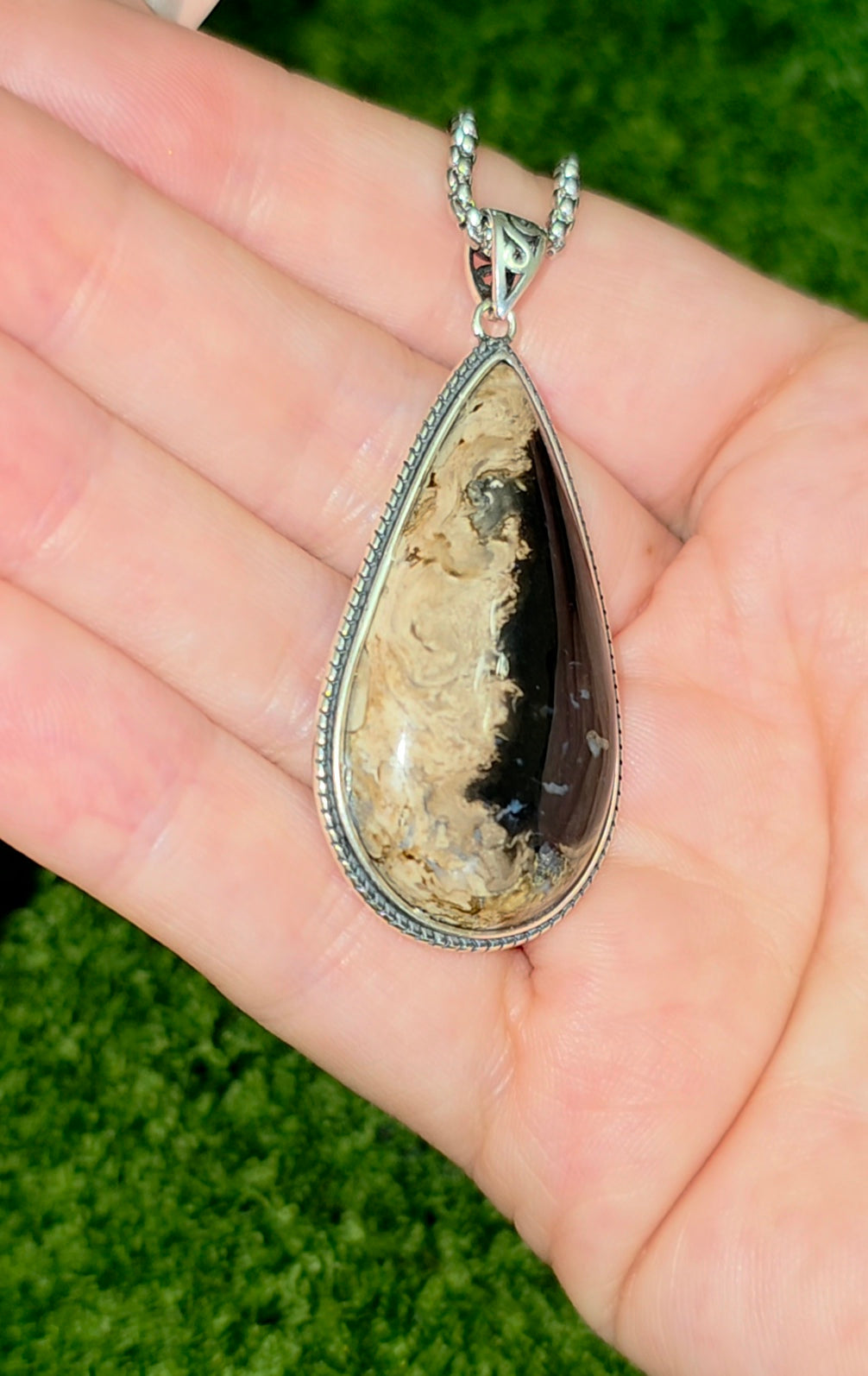 Fossilized Palm Root Teardrop Pendant A