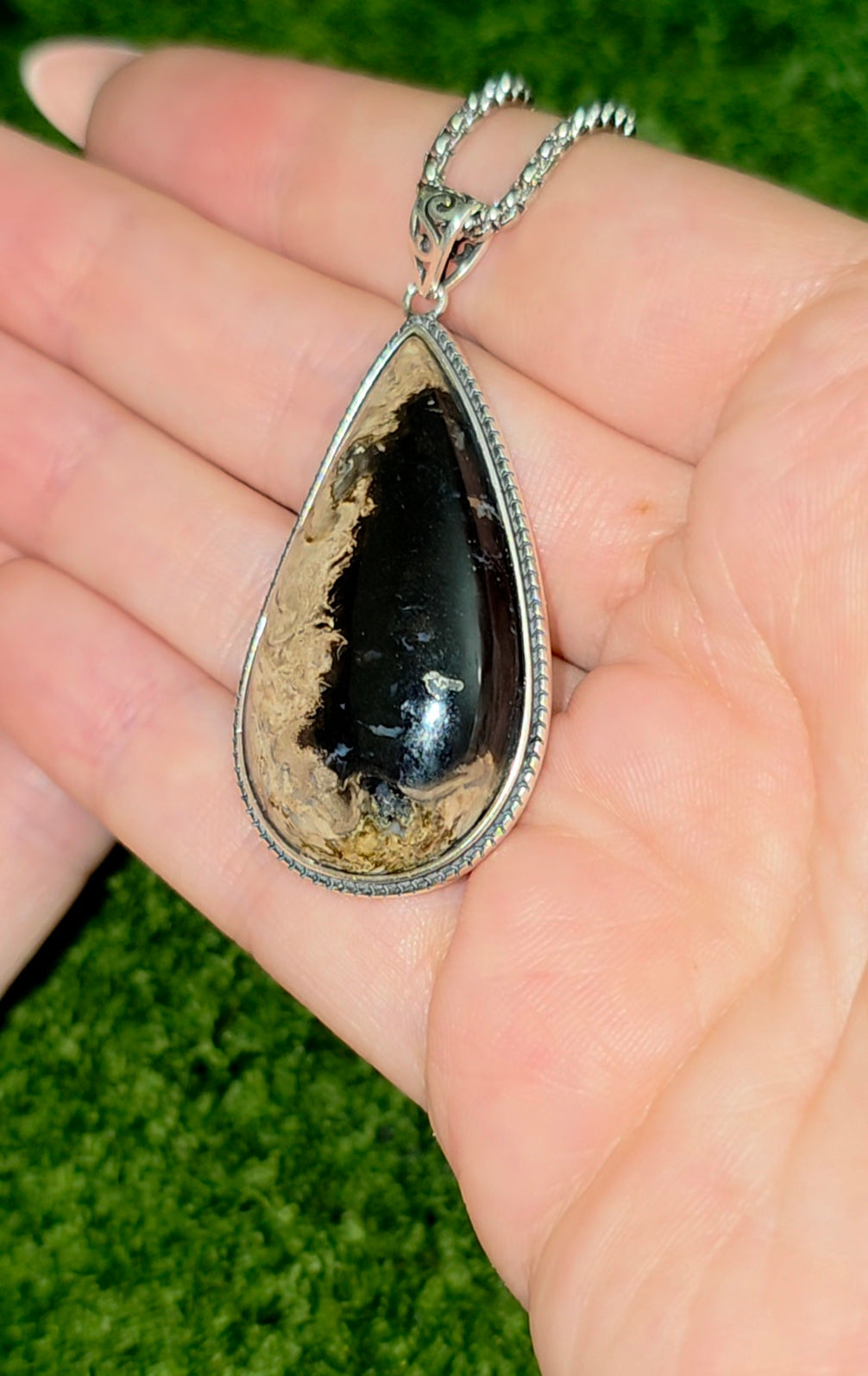 Fossilized Palm Root Teardrop Pendant A