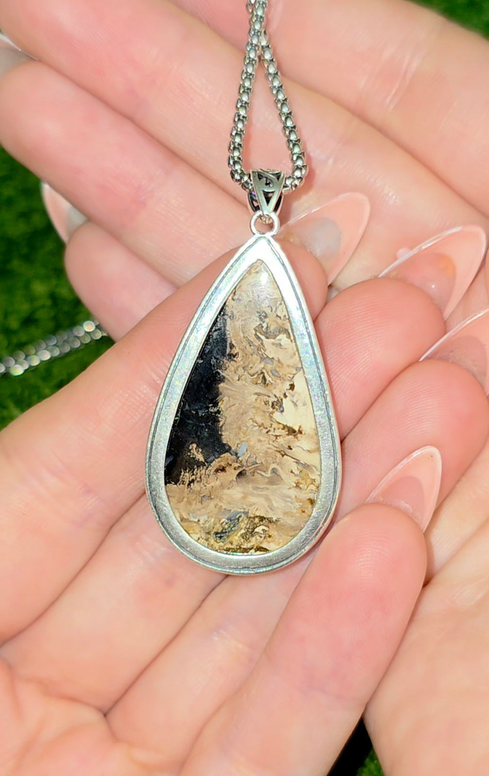 Fossilized Palm Root Teardrop Pendant A