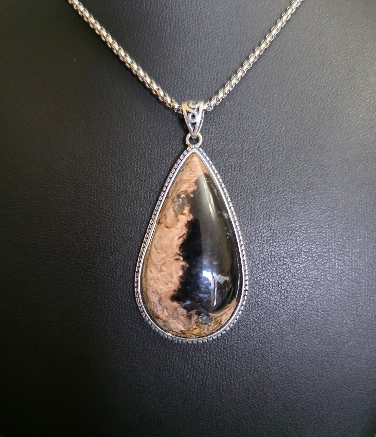 Fossilized Palm Root Teardrop Pendant A