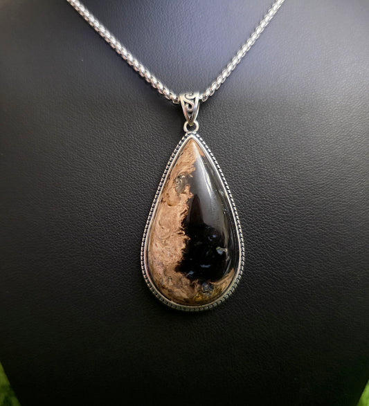 Fossilized Palm Root Teardrop Pendant A