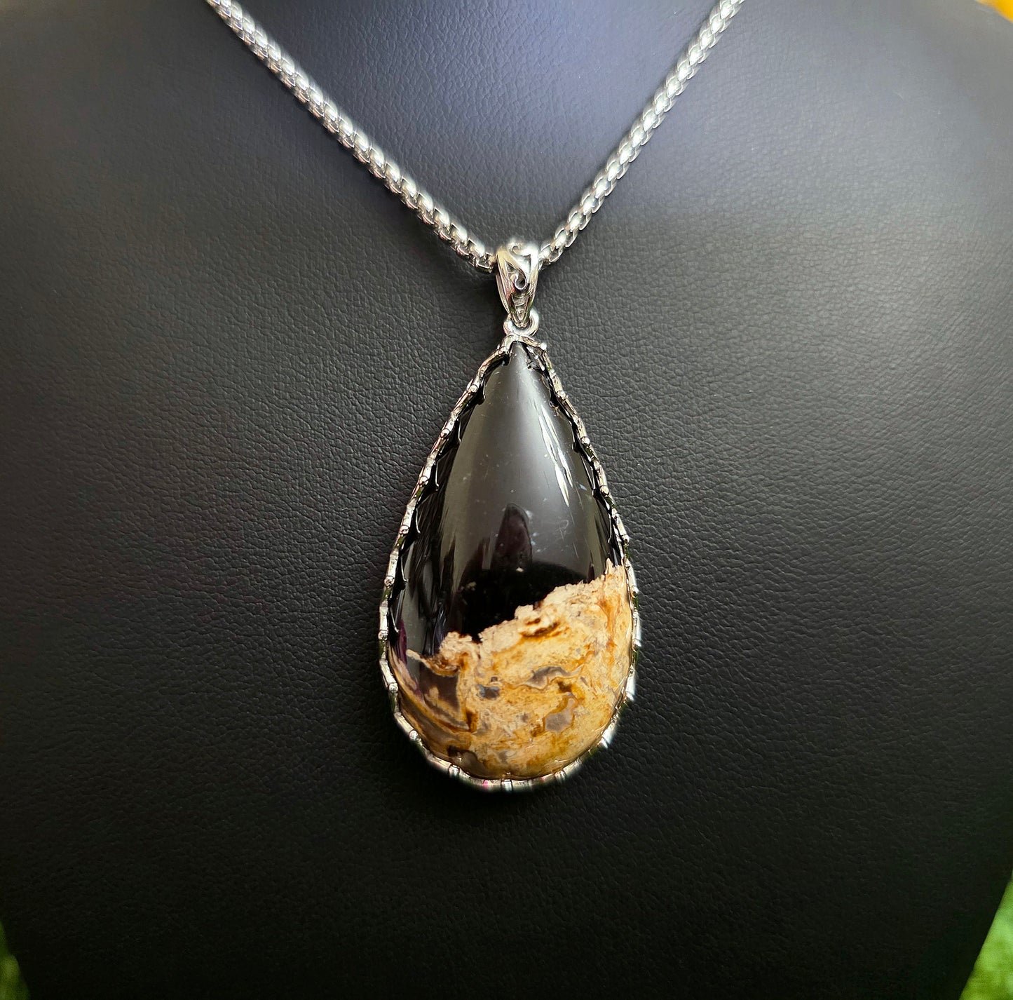 Fossilized Palm Root Teardrop Pendant B
