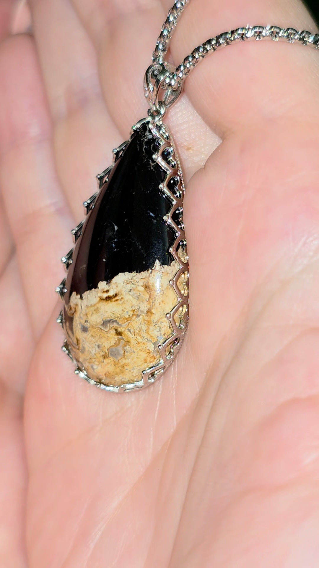 Fossilized Palm Root Teardrop Pendant B