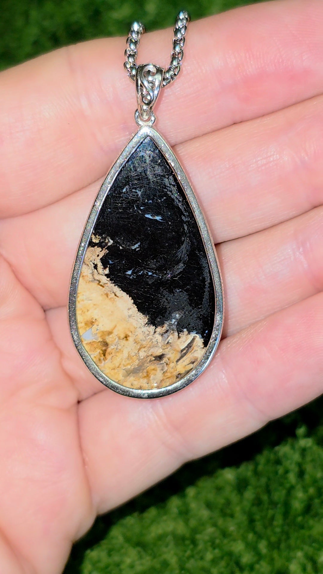Fossilized Palm Root Teardrop Pendant B