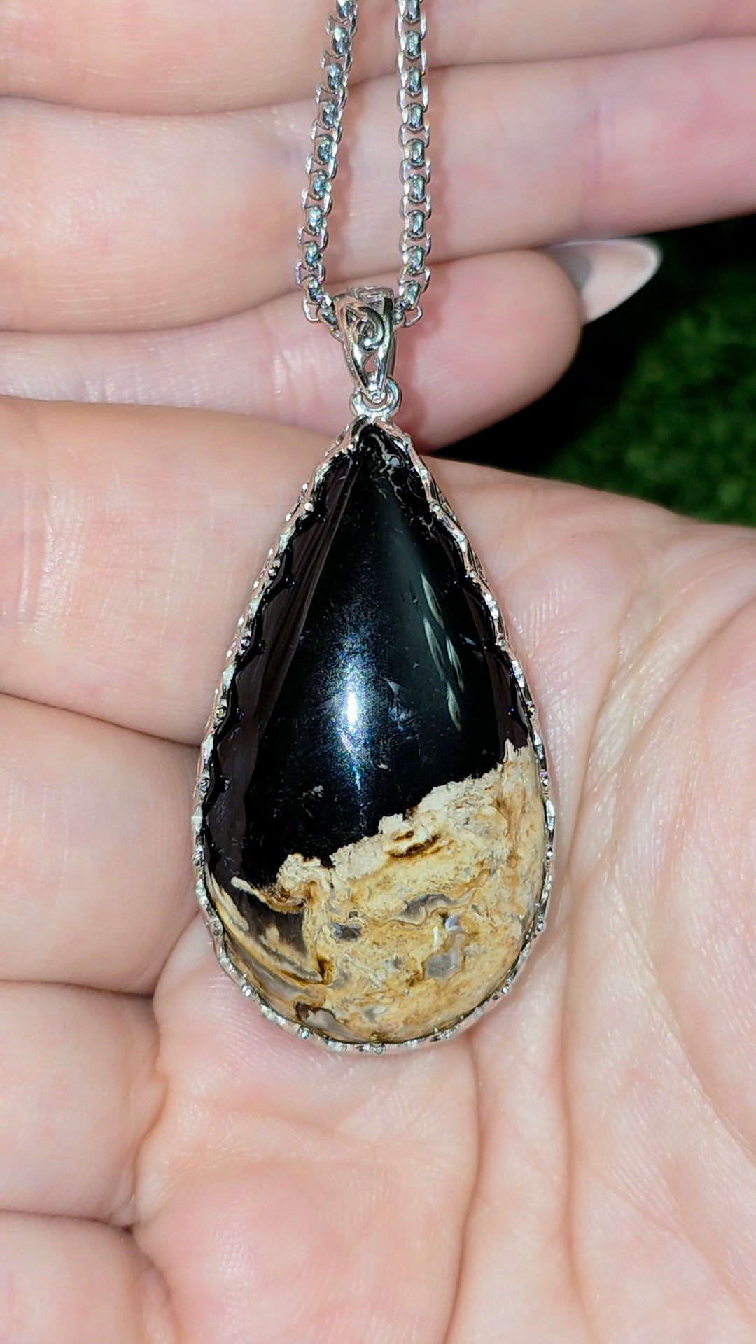 Fossilized Palm Root Teardrop Pendant B