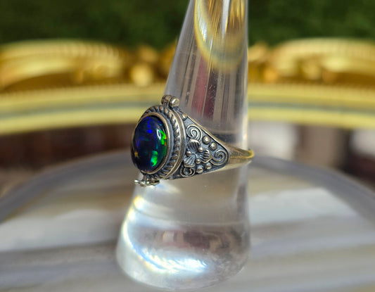 Black Opal Poison Ring