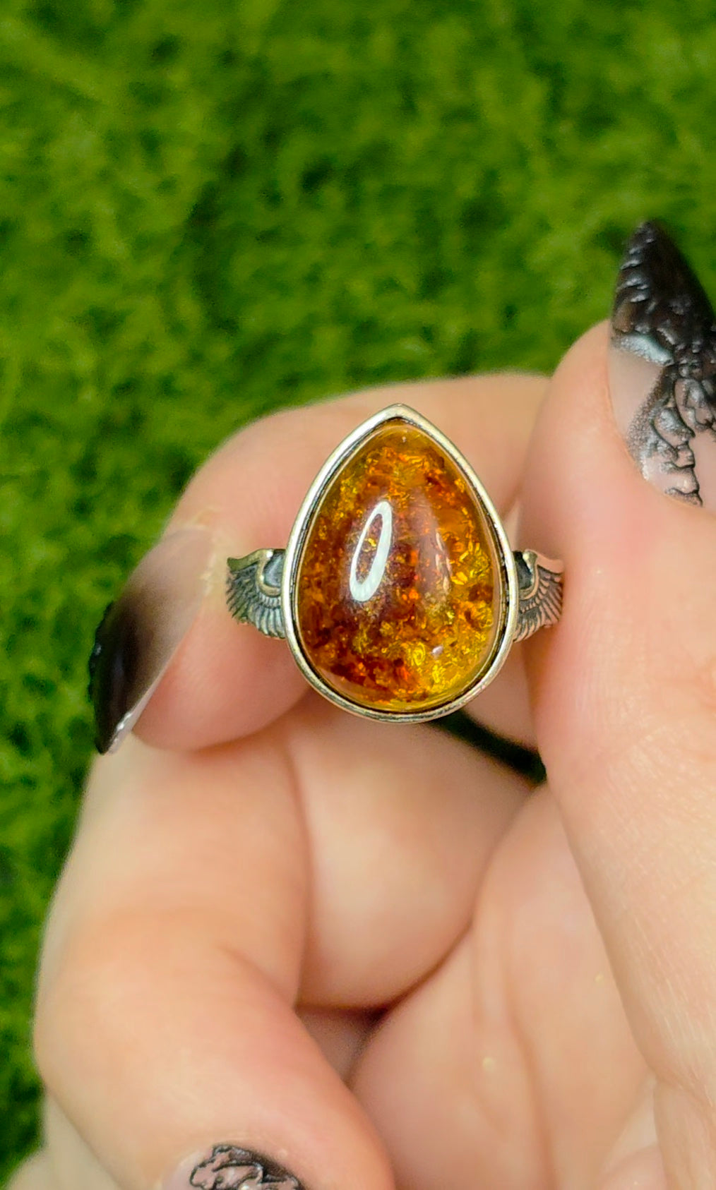 Baltic Amber Winged Ring