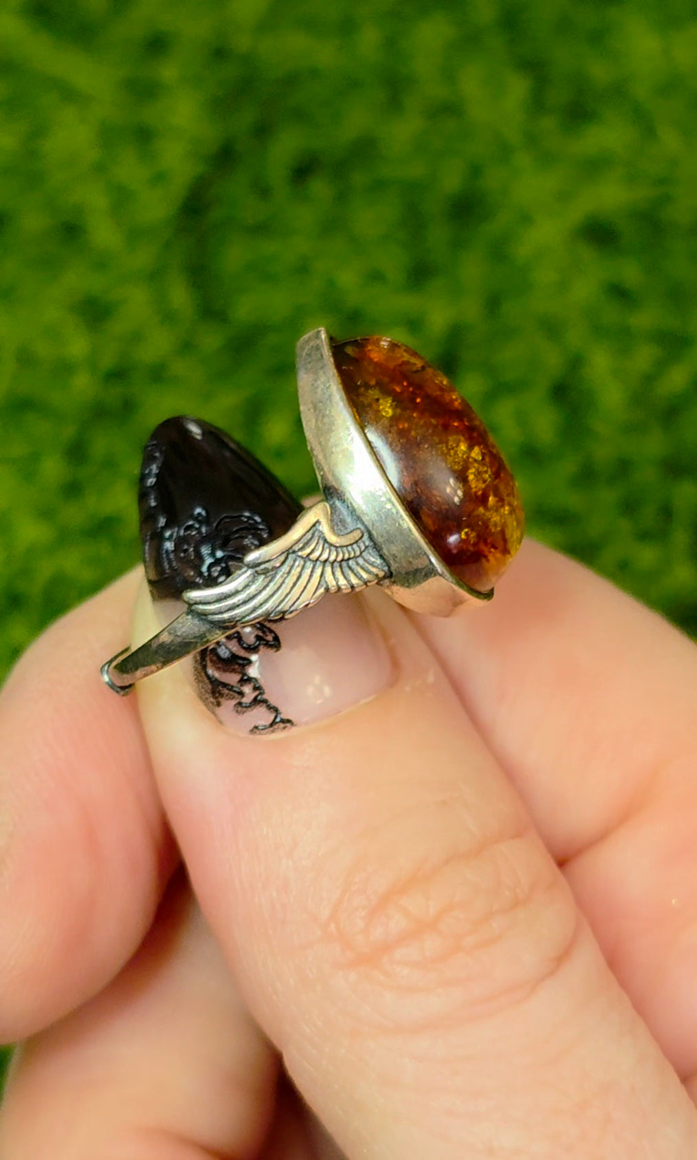 Baltic Amber Winged Ring