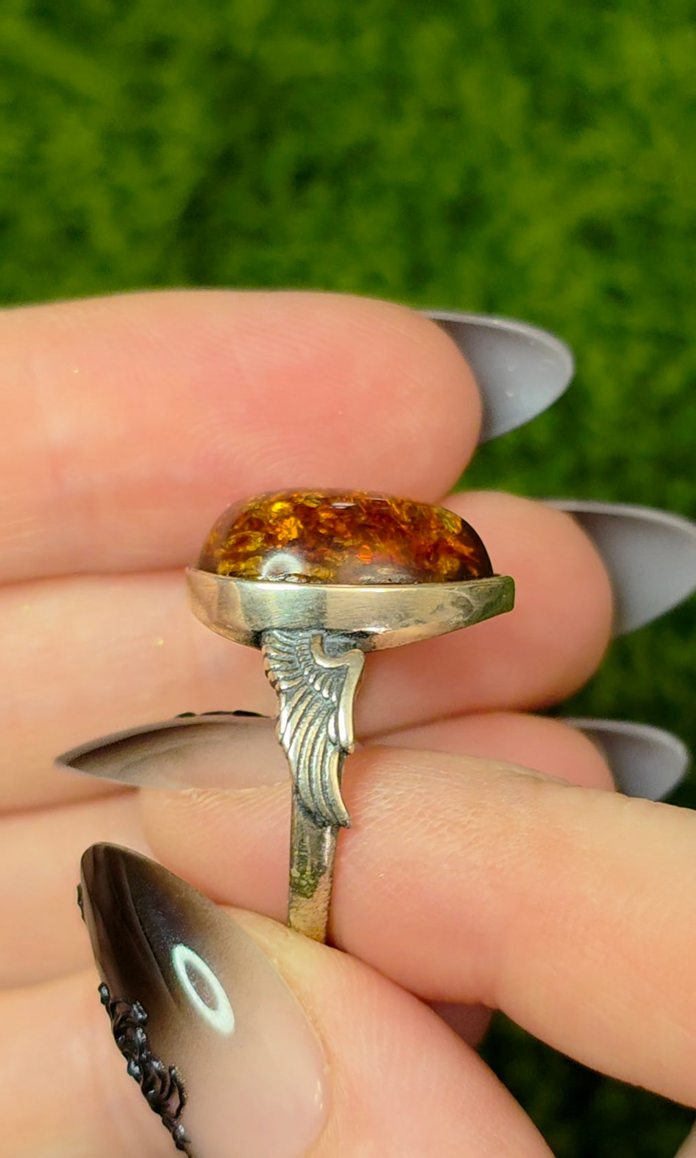 Baltic Amber Winged Ring