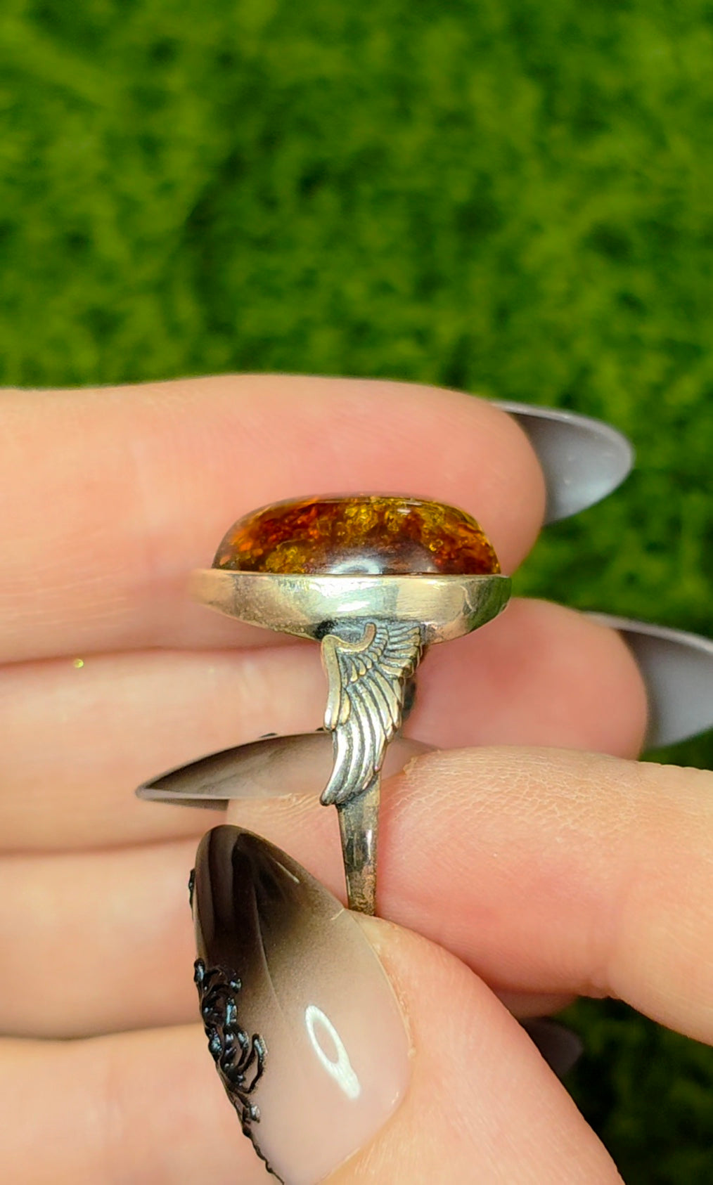 Baltic Amber Winged Ring