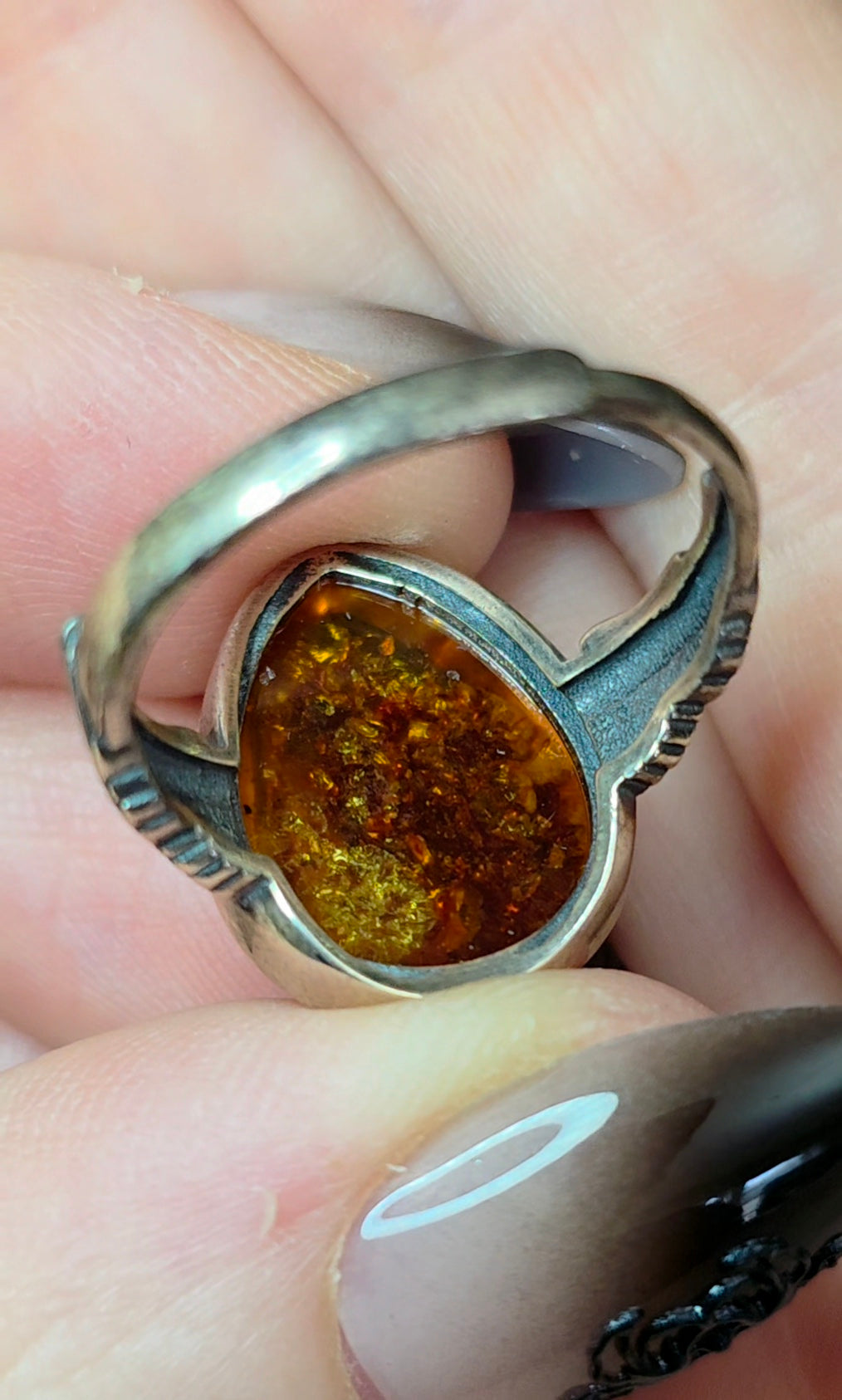 Baltic Amber Winged Ring