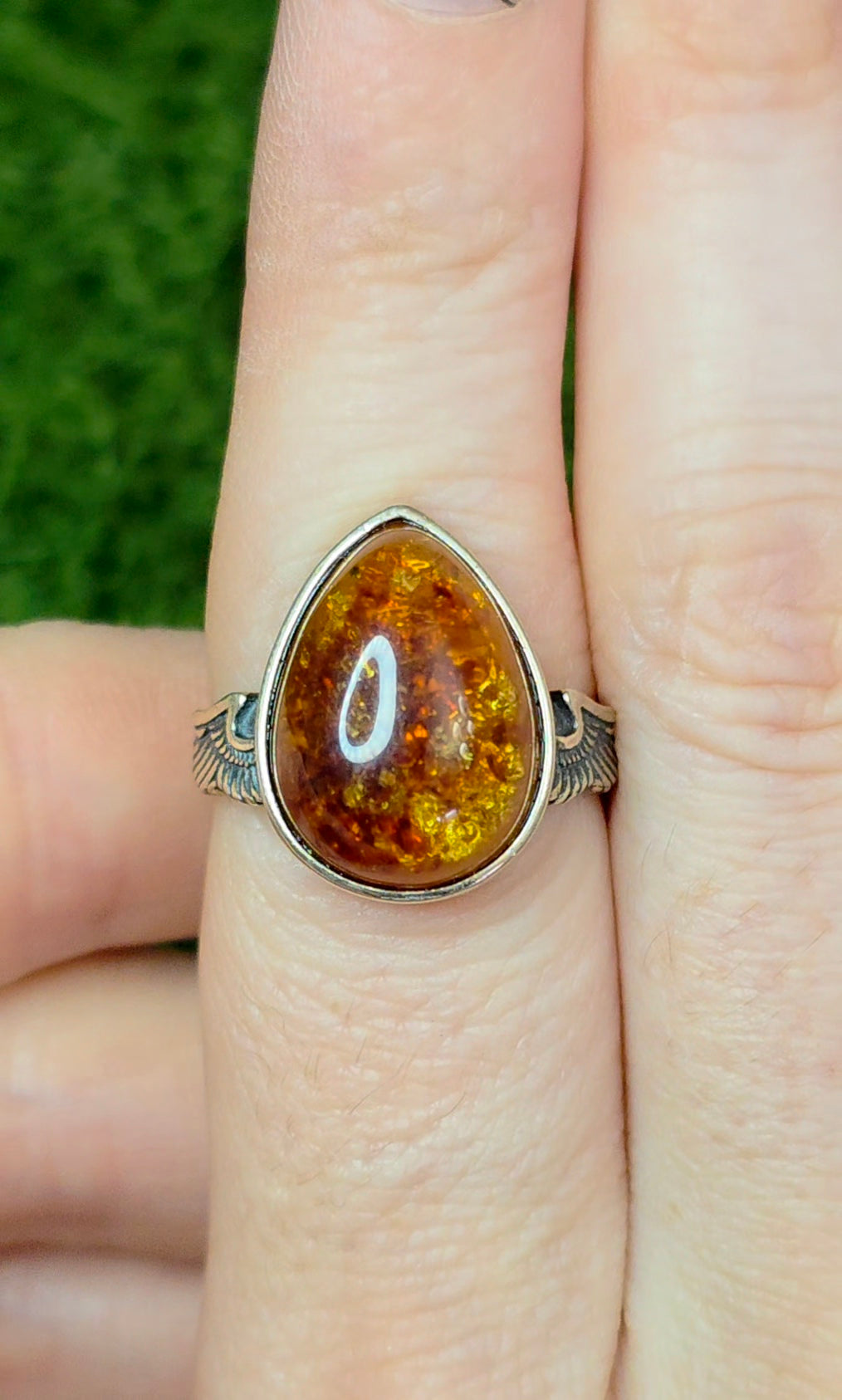Baltic Amber Winged Ring