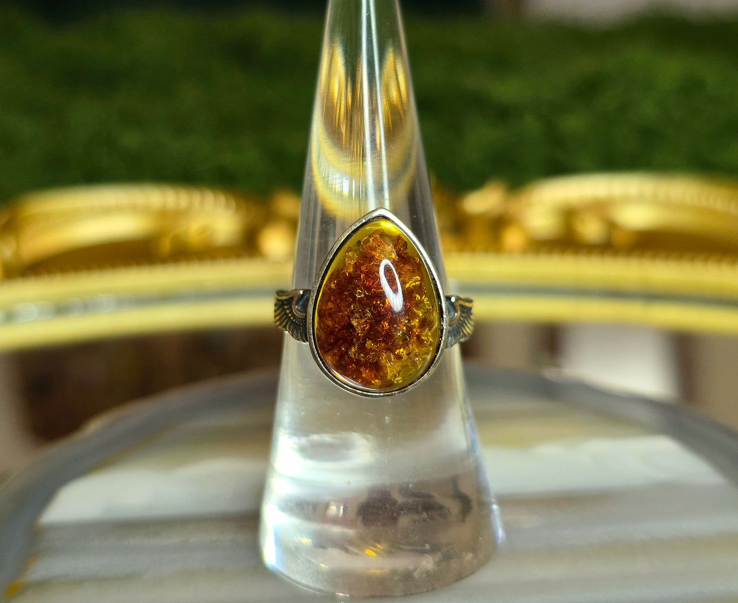 Baltic Amber Winged Ring