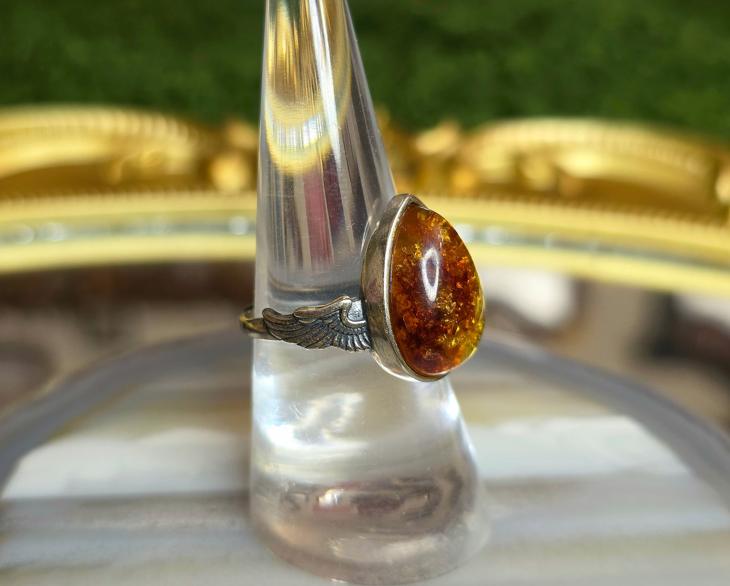 Baltic Amber Winged Ring