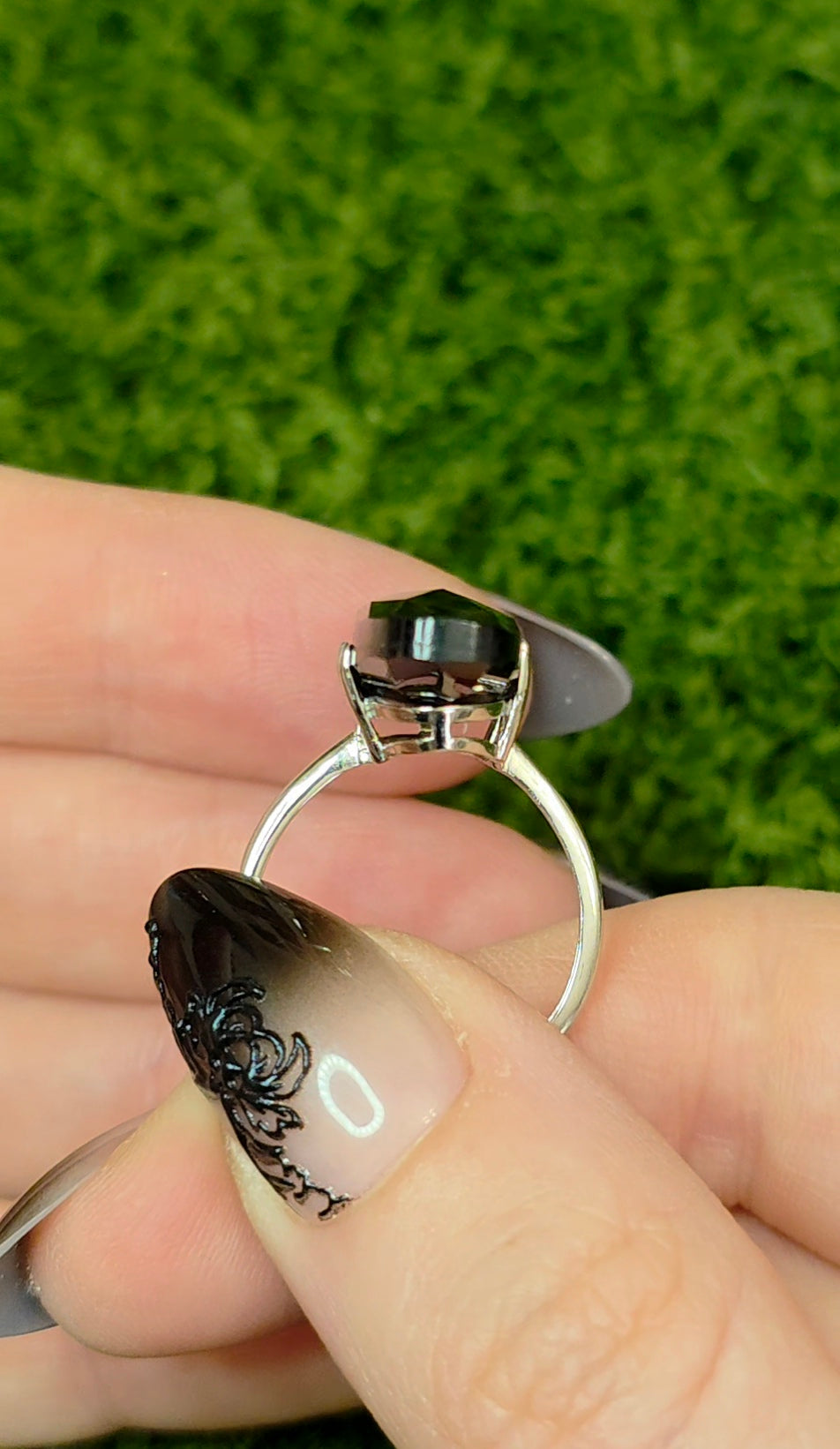 Long Smokey Quartz Oval Ring