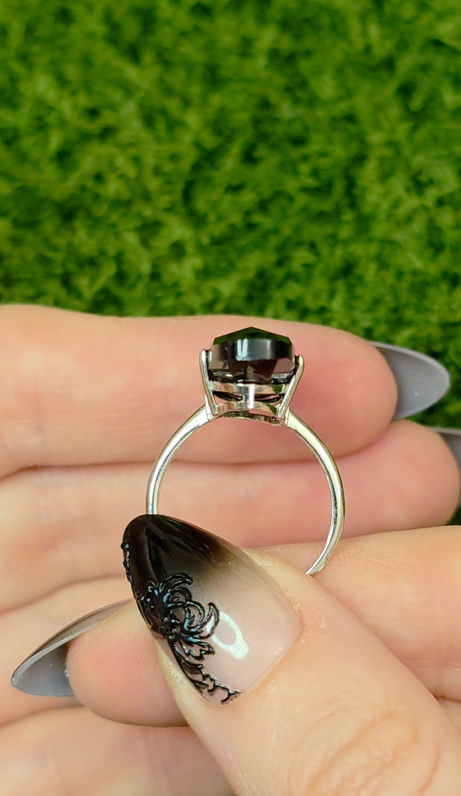 Long Smokey Quartz Oval Ring