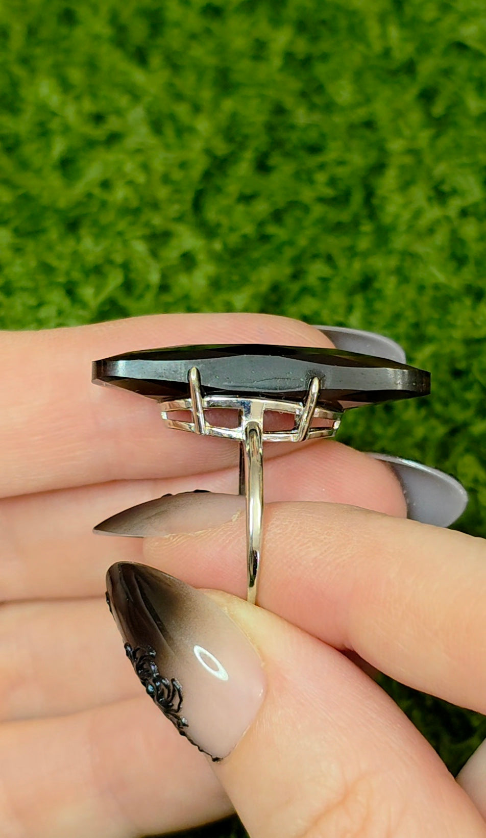 Long Smokey Quartz Oval Ring