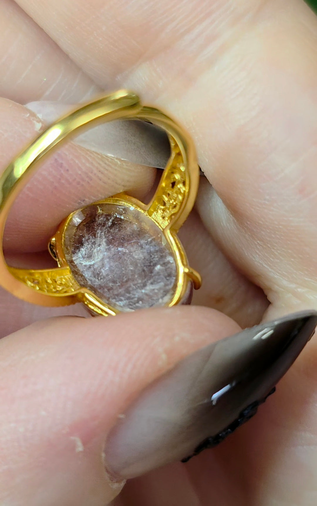 Purple Gem Lepidolite Ring B