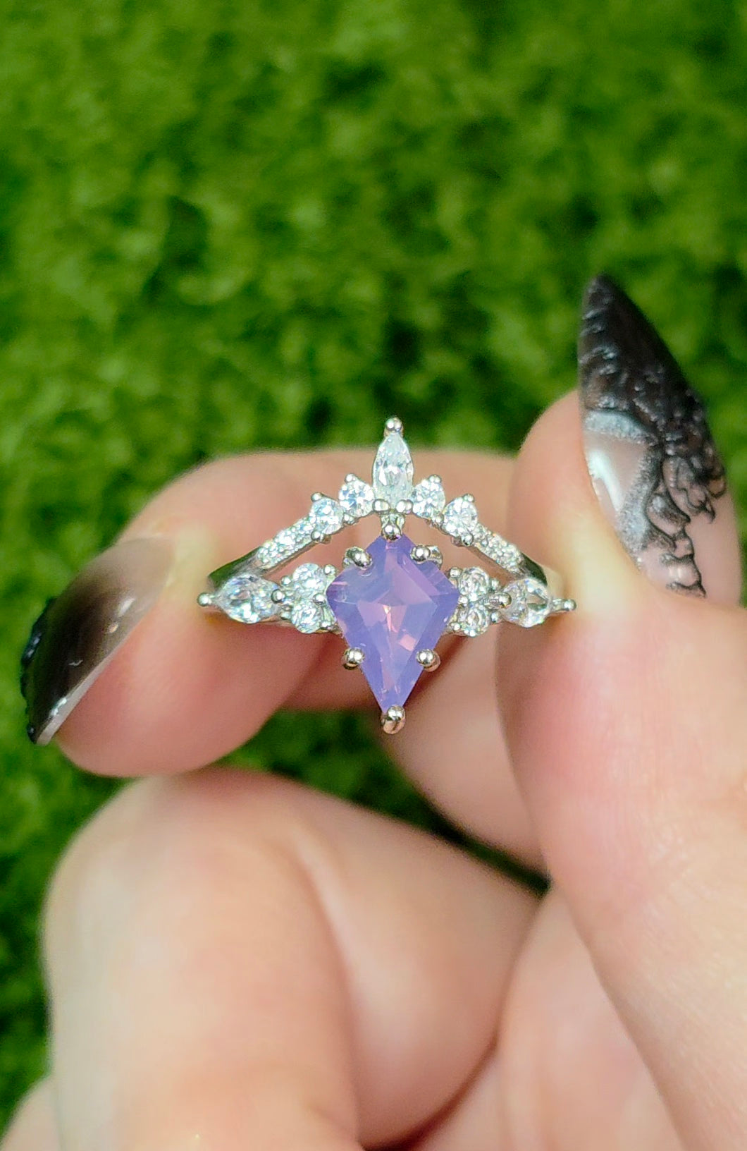 Lavender Moon Quartz Kite Ring