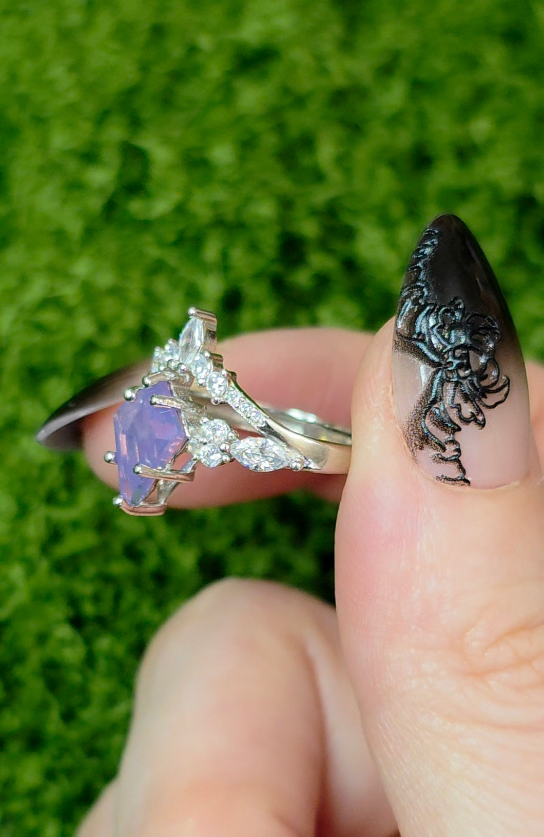 Lavender Moon Quartz Kite Ring