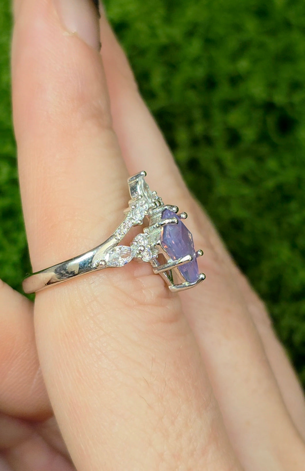 Lavender Moon Quartz Kite Ring
