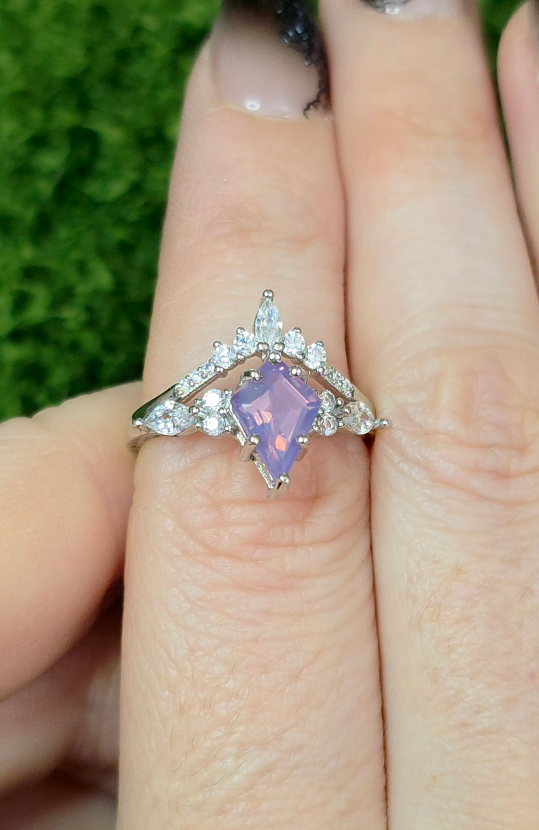 Lavender Moon Quartz Kite Ring